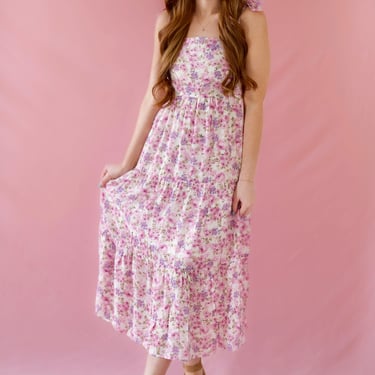 Lia Lilac Floral Midi Dress