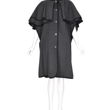 Yves Saint Laurent Vintage AW 1982 Charcoal Grey Wool Cape