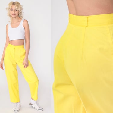 Yellow Pleated Trousers 80s High Waisted Pants Tapered Pants Vintage 1980s Relaxed Pants Slacks High Waist Preppy Extra Small xs Petite 