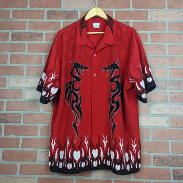 Vintage 90s Y2k Tribal Pattern ORIGINAL Button Down Shirt - Extra Large 