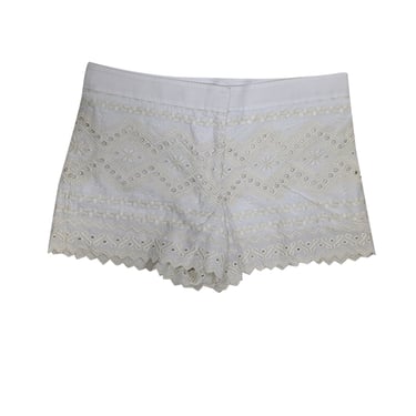 Tory Burch - White & Cream Embroidered Lace Shorts Sz 2