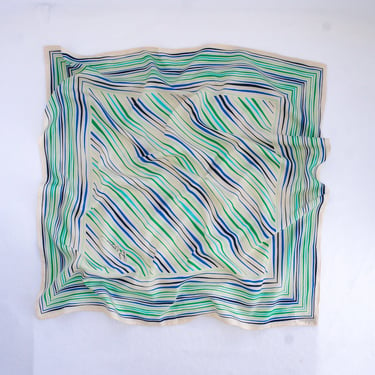 Vintage Silk Scarf Liz Claiborne Signature Scarf 1970's Vintage Neckerchief Stripe Print Scarf for Neck Vintage Handbag Scarf Vintage Gift 