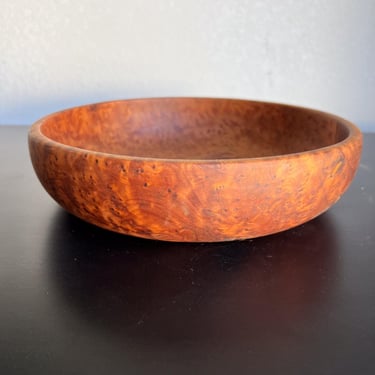 1970s Modernist Studio Art Olive Wood Bowl 