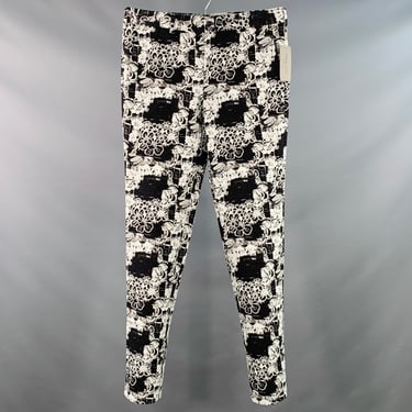 COMME des GARCONS HOMME PLUS 2021 Size M Black White Abstract Floral Cotton Zip Fly Dress Pants