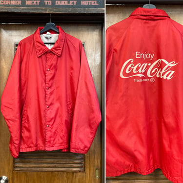 Vintage 1970’s Size XXL Coca-Cola Coke “Chalk Line” Nylon Windbreaker Jacket, 70’s Coach Jacket, 70’s Athletics Jacket, Vintage Clothing 