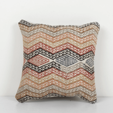 Vintage Jajim Kilim Pillow, Tribal Vintage Kilim Cushion