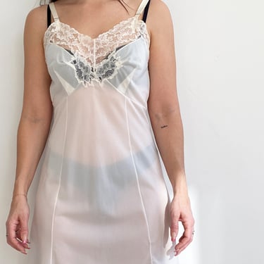 Sheer White Slip Dress With Lace Trim