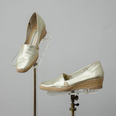 gold espadrilles | metallic wedges 