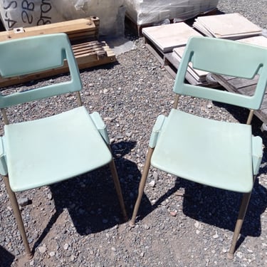 Vintage Plastic Chair with Metal Legs, Green
