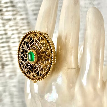 Statement Ring, Hidden Compartment, Compact, Poison Ring, Vintage 70s 