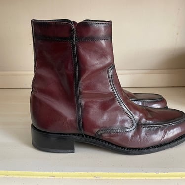 Vintage 1970’s men’s Florsheim ankle boots | ox blood leather zip 79’s boots, fit approx womens 8.5. - 9 M 