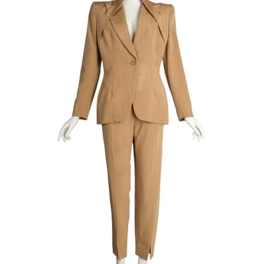 Givenchy Couture by Alexander McQueen Vintage AW 1997 Ribbed Moire Jacket Pant Suit