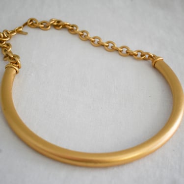1980s Monet Matte Gold Chain and Tube Necklace 