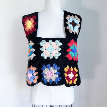 Vintage 1970s Granny Square Sweater Vest / M-L 