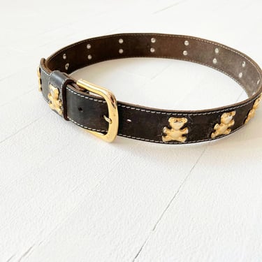 1970s Leather Embossed Teddy Bear Belt 