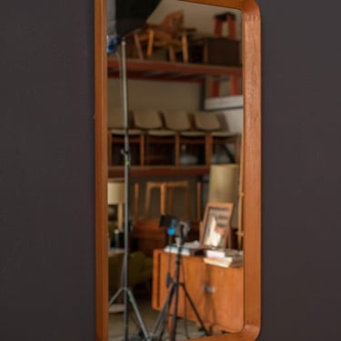 Vintage Sculptural Danish Teak Hanging Wall Mirror by Pedersen & Hansen 