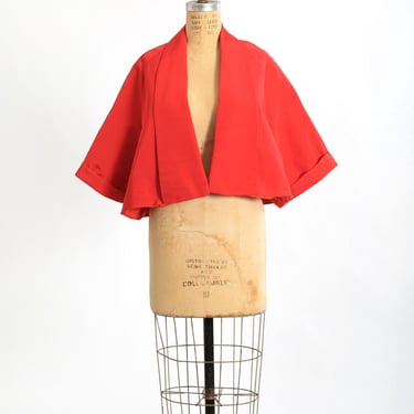 Vintage 1940s Red satin cropped Bolero jacket 