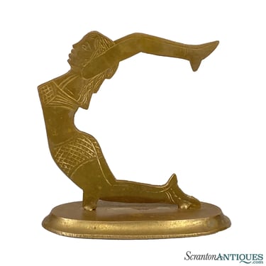 Vintage Art Deco Brass Figural Swimsuit Girl Key Holder Sculpture