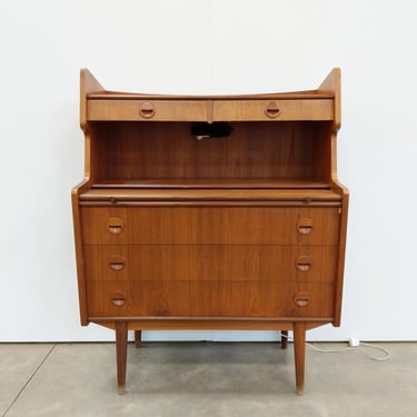 Vintage Danish Mid Century Modern Teak Secretary Desk 