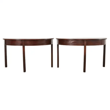 Pair of 19th Century Georgian Mahogany Demilune Console Tables