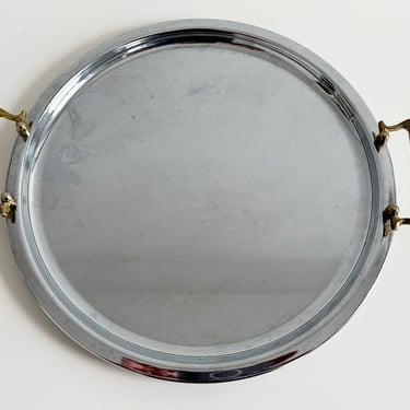 Kromex Round Metal Aluminum Chrome Service Tray USA Vintage 1960s 