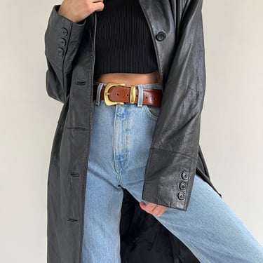 Vintage Black Currant Leather Full Length Jacket