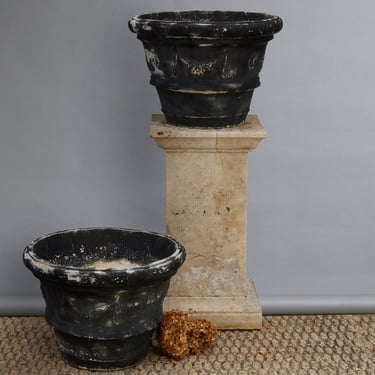 Pair of 1940's Cast Stone Pots