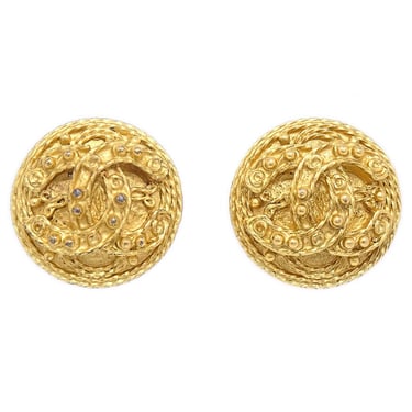 Chanel 1994 Gold 'CC' Filigree Earrings Small