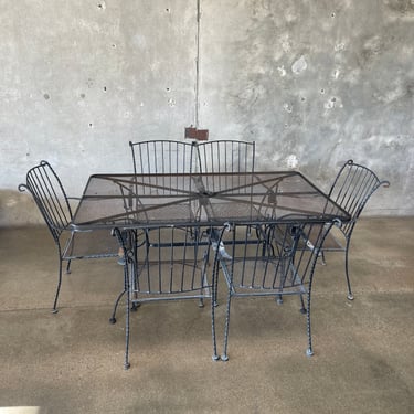 Vintage Metal Black Patio Table / Chair Set