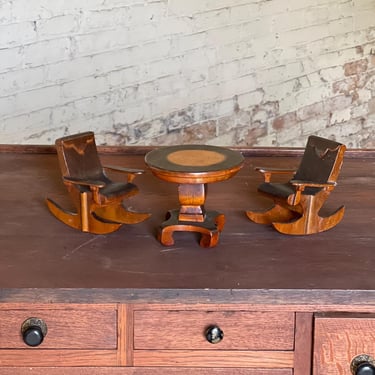 Antique Homemade Maple Doll Dining Room Set 