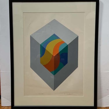 Cube #3&quot; Constructivist Lithograph by Chester Solomont