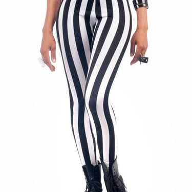 Black White Stripe Leggings- Beetle Stripe Leggings- Stripe Tights- Beetle Costume- Halloween Costume- Cosplay- Black and White Stripes 