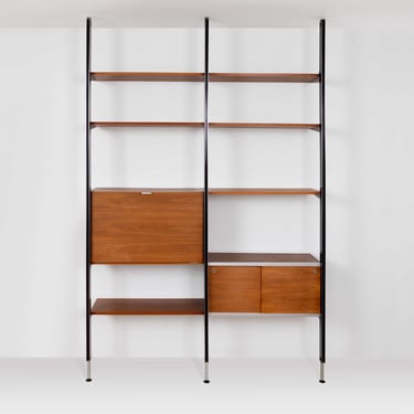 Vintage George Nelson Teak and Aluminium Comprehensive Storage System Circa 1960s 