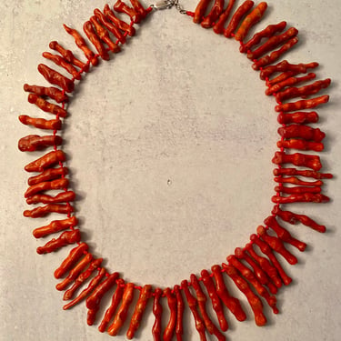 Vintage Red Stick Coral Graduated Necklace 