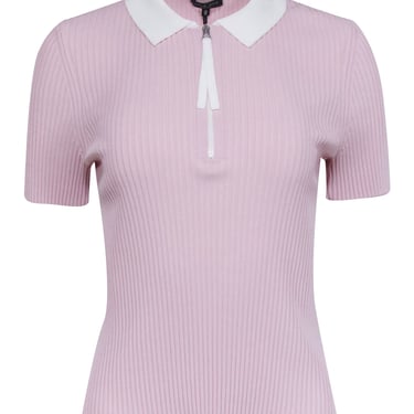 Rag & Bone - Pastel Pink Ribbed Knit Short Sleeve Top Sz M