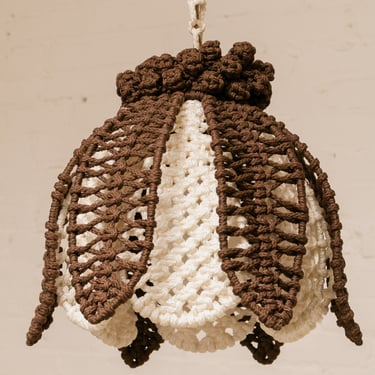 Macrame Brown and Cream Hanging Lamp