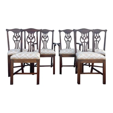 Solid Cherry Chippendale Style Dining Chairs - Set of 6 