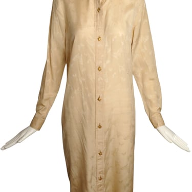 RUDI GERNREICH- AS 1950s Ivory Silk Jacquard Dress, Size 8
