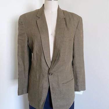 Vintage DKNY Linen Blazer, Olive Green 
