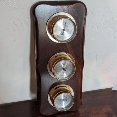 Vintage Dark Wood Springfield Classic Weather Station 