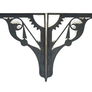 Pair of 18 in. Antique Eastlake Black Cast Iron Wall Brackets