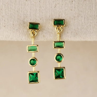 Emerald green dangling shapes earrings