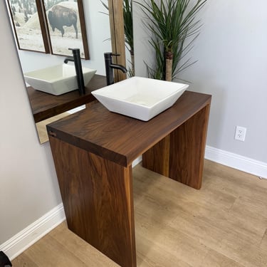 Modern Bathroom Vanity in Solid Wood, Scandinavian Contemporary, Handmade in USA 