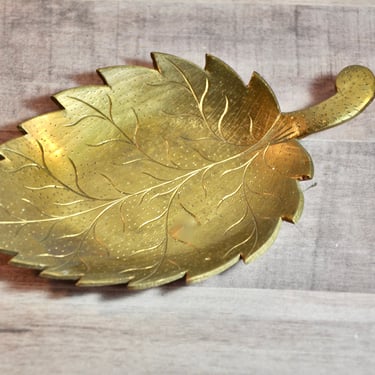 Solid Brass Leaf Shaped Dish Catch All Dish Artist Signed Home or Office Decor Wall Decor Key Dish Pin Dish Great Gift Idea birthday gift 