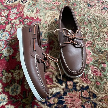 Authentic vintage ‘80s Sebago Docksiders, made in USA | brown leather boat shoes | Docksides, old school prep, marked men’s 8 1/2 M 