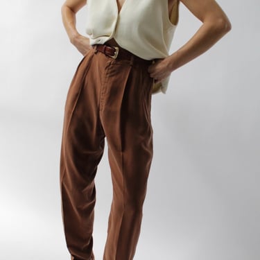 Beautiful Vintage Cocoa Sueded Silk Trousers