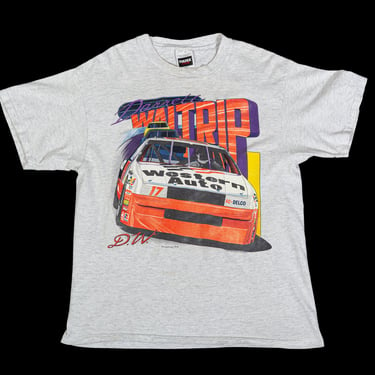 90s Darrell Waltrip NASCAR T Shirt - Men's Medium, Women's Large | Vintage Unisex Heather Gray Graphic Race Car Tee 