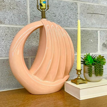 Vintage Table Lamp Retro 1980s Post Modern + Contemporary + Art Deco Revival + Dusty Peach + Mood Lighting + Home and Table Decor 