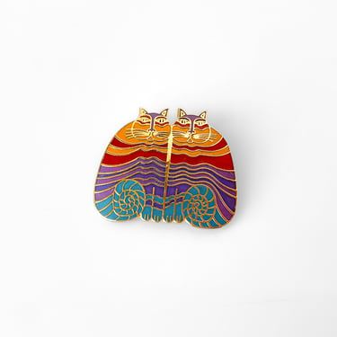 1980s Laurel Burch Rainbow Cats Brooch