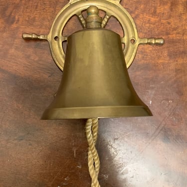 Vintage Ship’s Wheel Brass Bell 